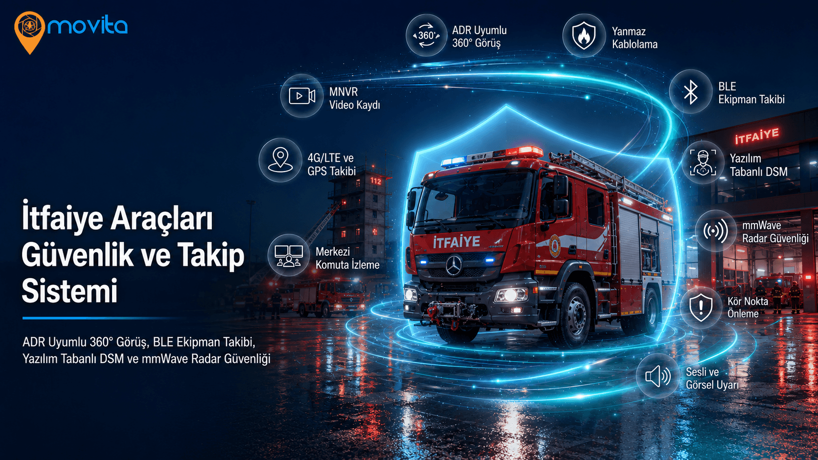 İtfaiye Araçlarında Akıllı Güvenlik: 360° Görüş, BLE Ekipman Takibi ve Manevra Koruma